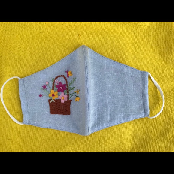 Wildflower basket hand embroidered face mask - Picture 3 of 4